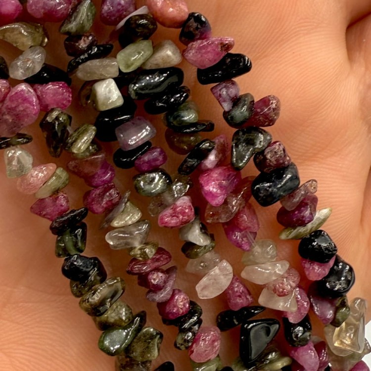 Turmalin mix kolorów / sieczka - 80 cm gładka / ok. 3x5mm