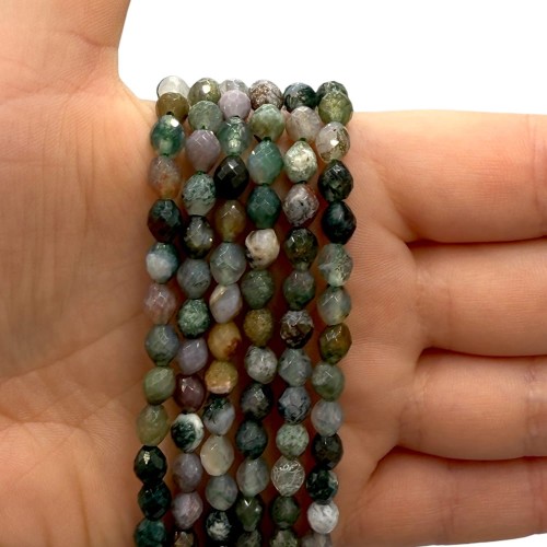 Agat Indyjski / oliwka fasetowana / ok. 5x7mm