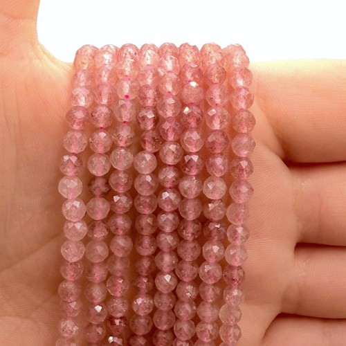 Kwarc Truskawkowy / kulka fasetowana / ok. 4mm