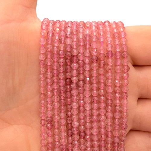 Kwarc Truskawkowy / kulka fasetowana / ok. 3mm