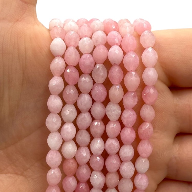 Jadeit Różowy / oliwka fasetowana / ok. 5x7mm