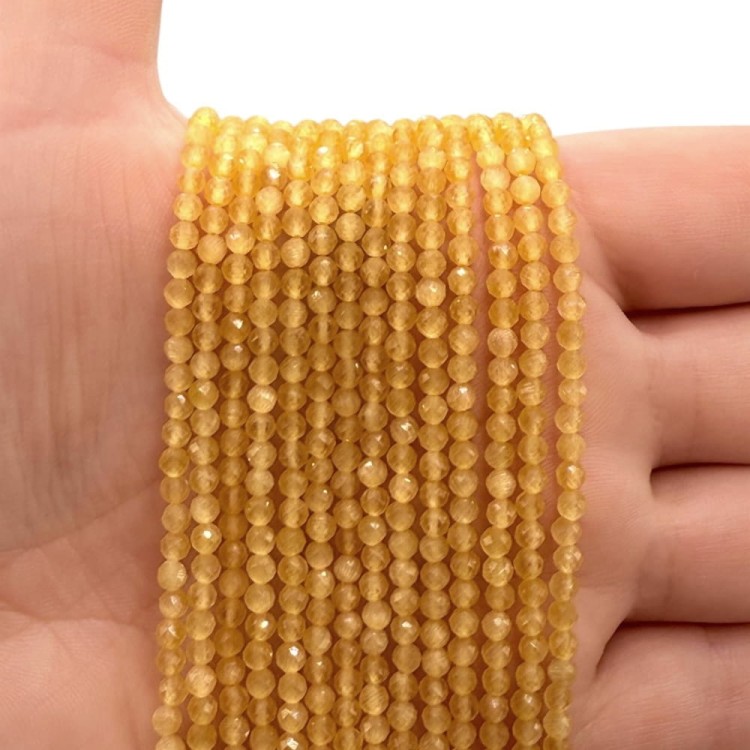 Kwarc Żółty / kulka fasetowana / ok. 3mm
