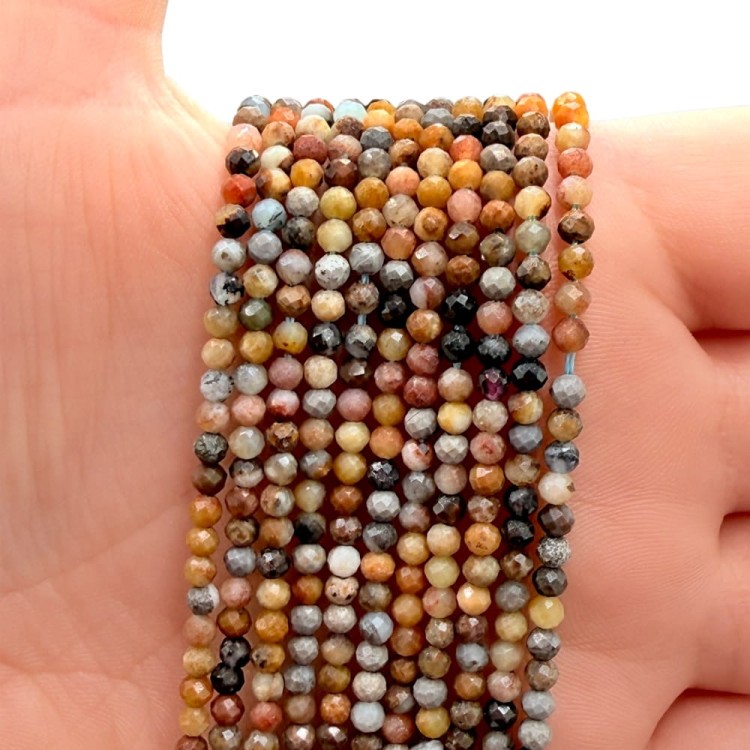 Opal Żółty Ciemny / kulka fasetowana / ok. 3mm