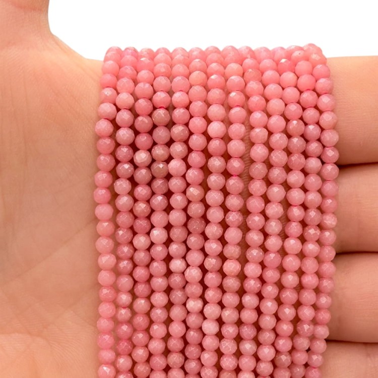 Opal Różowy / kulka fasetowana / ok. 3mm