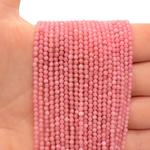 Opal Różowy / kulka fasetowana / ok. 2mm