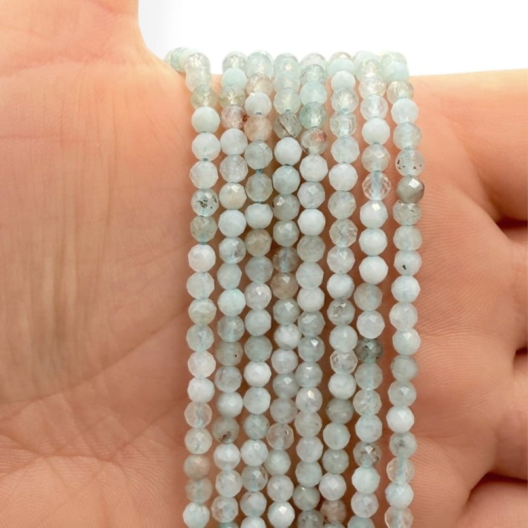 Jadeit Niebieski Jasny / kulka fasetowana / ok. 3mm