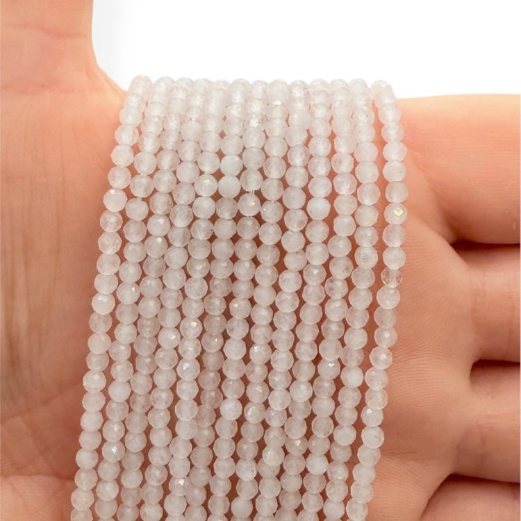 Jadeit Biały / kulka fasetowana / ok. 3mm