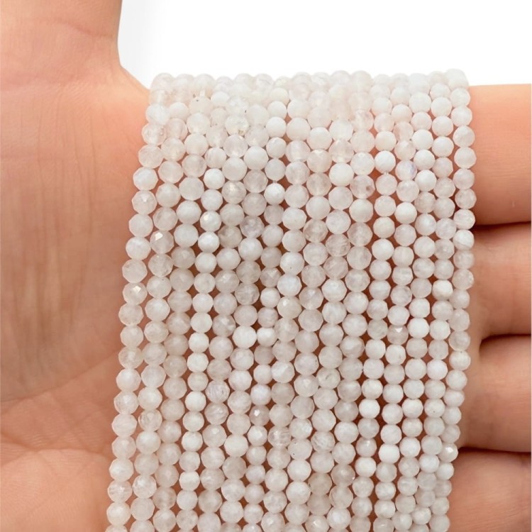 Kamień Księżycowy / kulka fasetowana / ok. 3mm