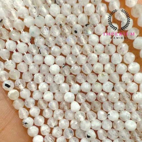 Kamień Księżycowy z Turmalinem / kulka fasetowana / ok. 2mm