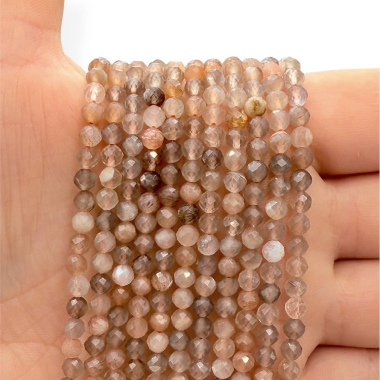 Kamień Słoneczny i Księżycowy (mix) / kulka fasetowana / ok. 4mm