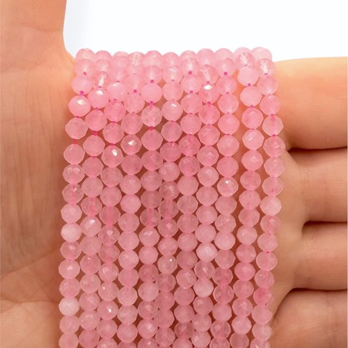 Kwarc Różowy / kulka fasetowana / ok. 4mm