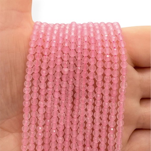 Kwarc Różowy / kulka fasetowana / ok. 3mm