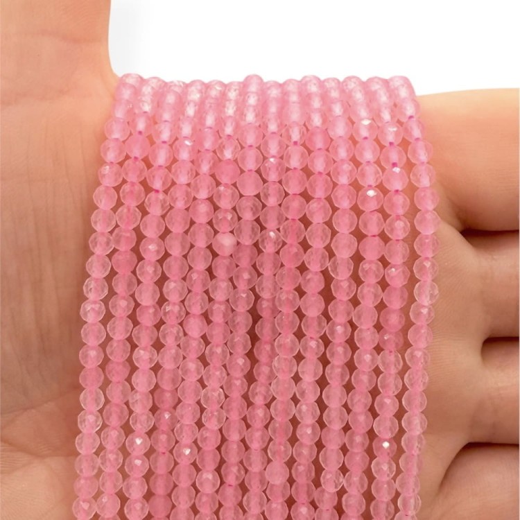 Kwarc Różowy / kulka fasetowana / ok. 3mm