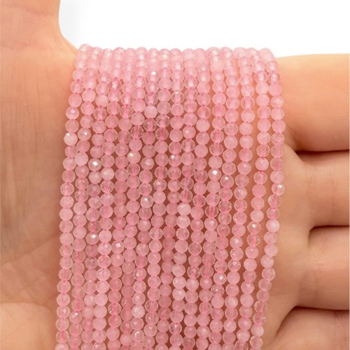Kwarc Różowy / kulka fasetowana / ok. 2mm