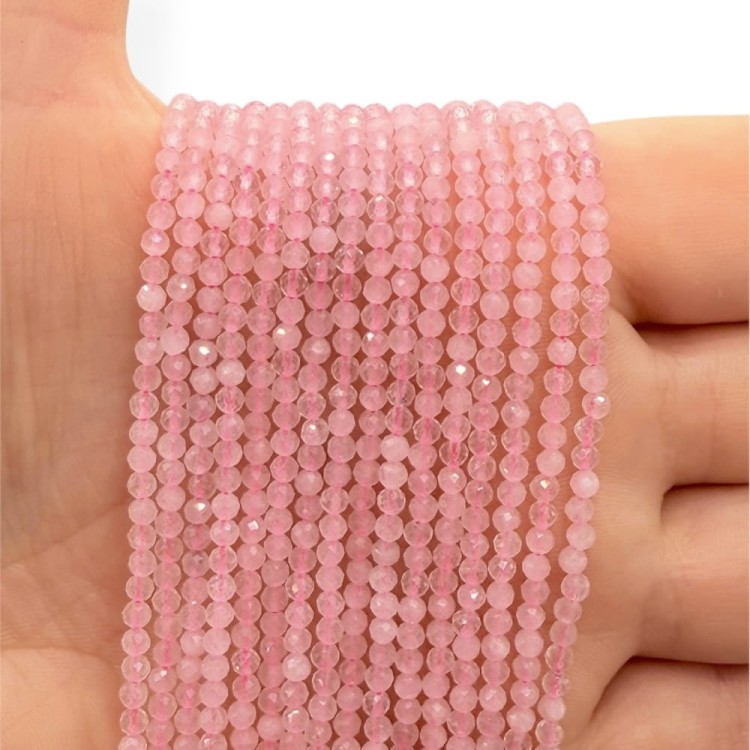 Kwarc Różowy / kulka fasetowana / ok. 2mm