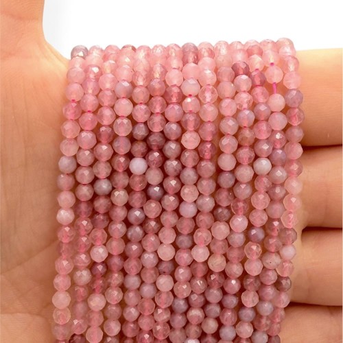 Kwarc Różowy z Madagaskaru / kulka fasetowana / ok. 3mm