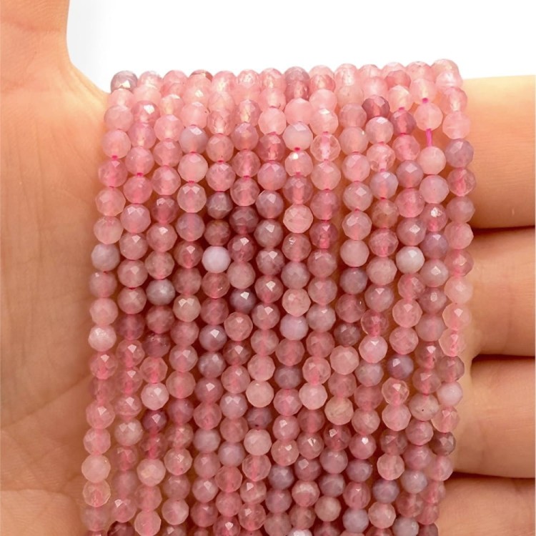 Kwarc Różowy z Madagaskaru / kulka fasetowana / ok. 3mm