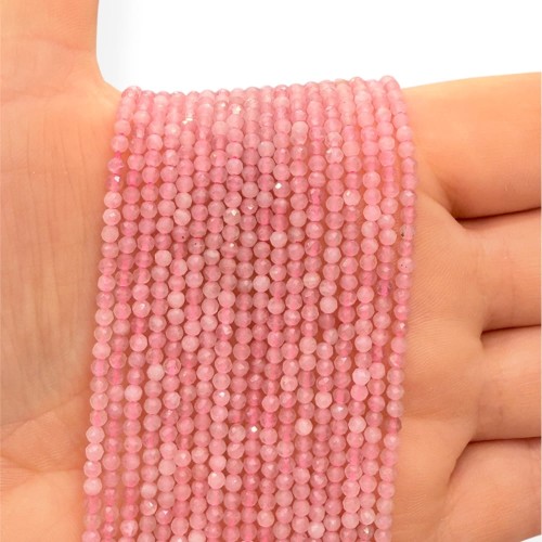 Kwarc Różowy z Madagaskaru / kulka fasetowana / ok. 2mm