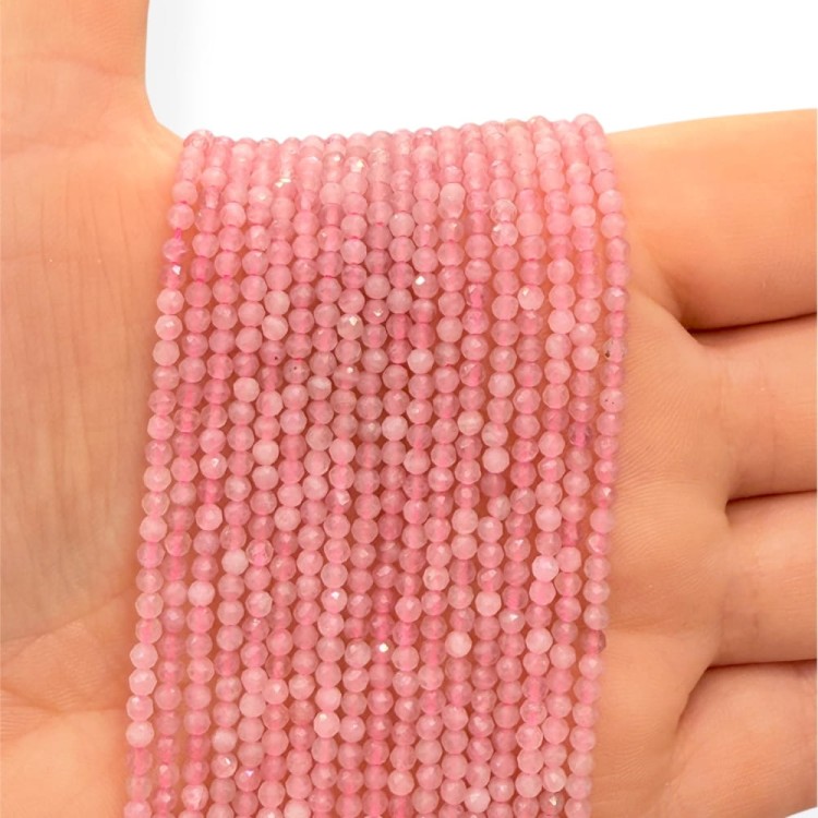Kwarc Różowy z Madagaskaru / kulka fasetowana / ok. 2mm