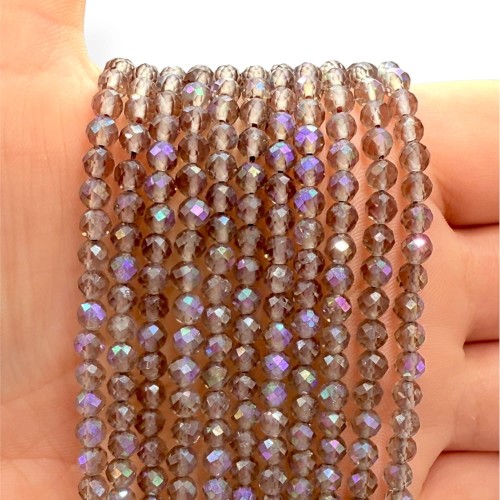 Kwarc Dymny Galwanizowany / kulka fasetowana / ok. 4mm