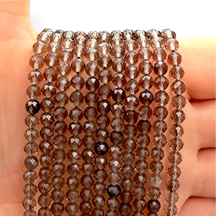 Kwarc Dymny / kulka fasetowana / ok. 4mm