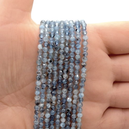 Akwamaryn Ciemny / kulka fasetowana / ok. 3mm