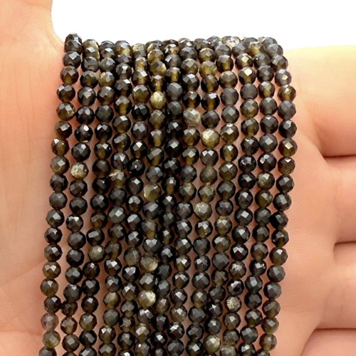 Obsydian Złoty / kulka fasetowana / ok. 3mm