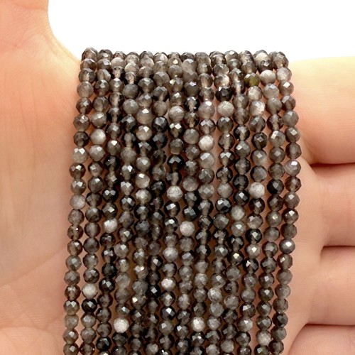 Obsydian srebrny / kulka fasetowana / ok. 3mm