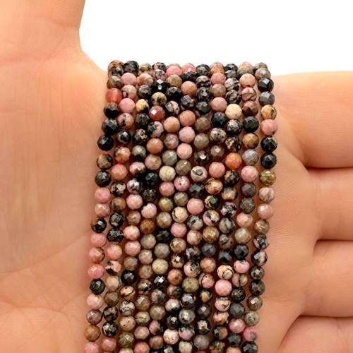 Rodonit Czarny / kulka fasetowana / ok. 3mm