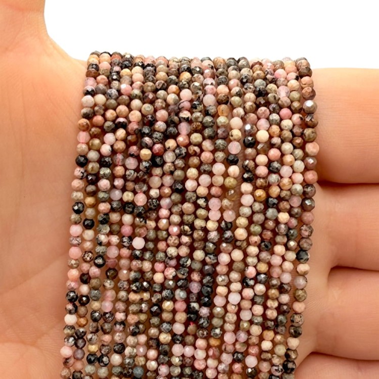 Rodonit Czarny / kulka fasetowana / ok. 2mm