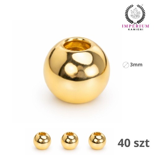 Kulki ozdobne 3mm / stal PVD / kolor złoty / 40szt.