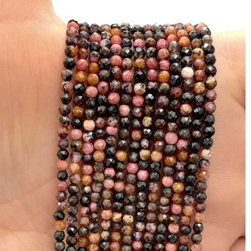 Rodochrozyt Ciemny / kulka fasetowana / ok. 3mm