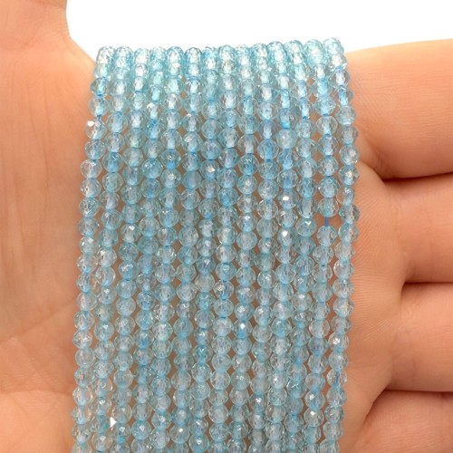 Topaz Błękitny Ciemny / kulka fasetowana / ok. 3mm