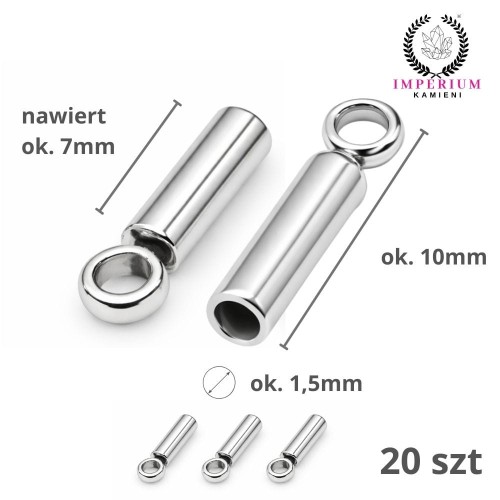 Końcówki do wklejania 10x1.5mm / stal kolor srebrny / 20 szt.