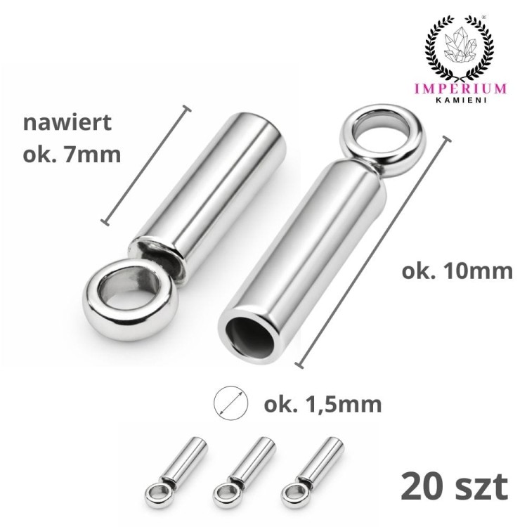 Końcówki do wklejania 10x1.5mm / stal kolor srebrny / 20 szt.