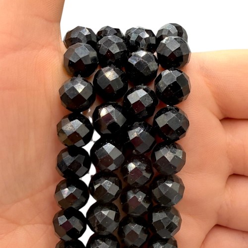 Turmalin Czarny / kulka fasetowana / ok. 10mm