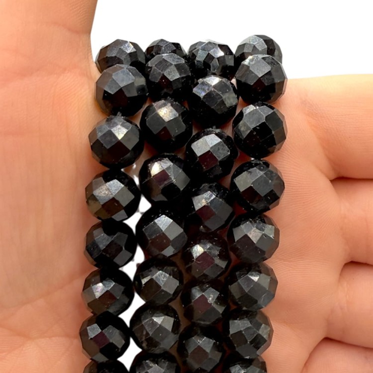 Turmalin Czarny / kulka fasetowana / ok. 10mm