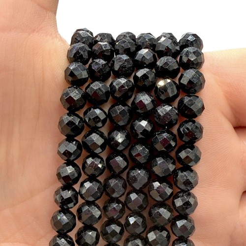 Turmalin Czarny / kulka fasetowana / ok. 6mm