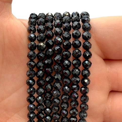 Turmalin Czarny / kulka fasetowana / ok. 4mm