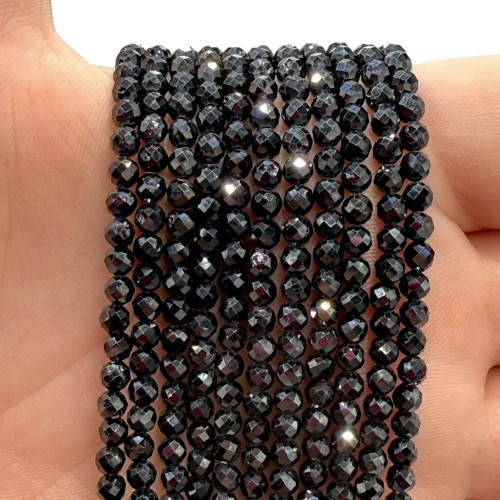 Turmalin Czarny / kulka fasetowana / ok. 3mm