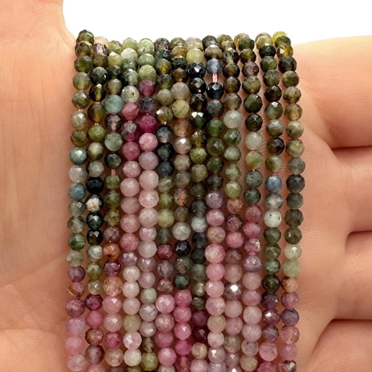 Turmalin Arbuzowy / kulka fasetowana / ok. 3mm