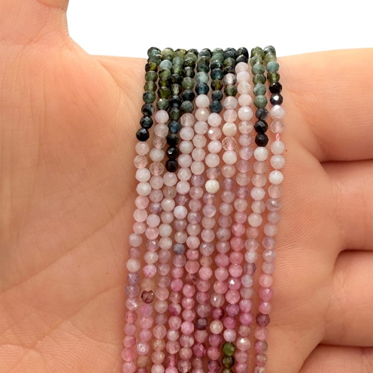 Turmalin Arbuzowy / kulka fasetowana / ok. 2mm