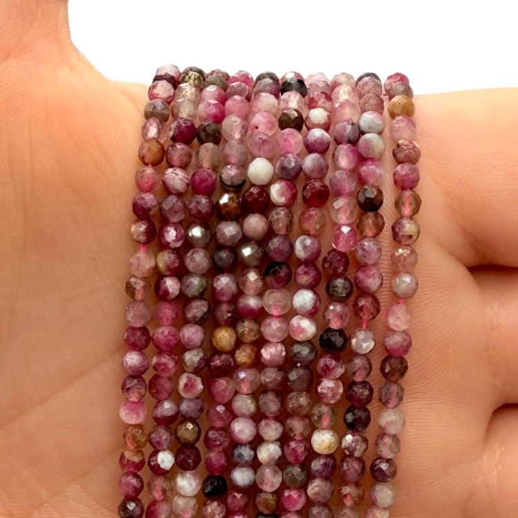 Turmalin Czerwony / kulka fasetowana / ok. 3mm