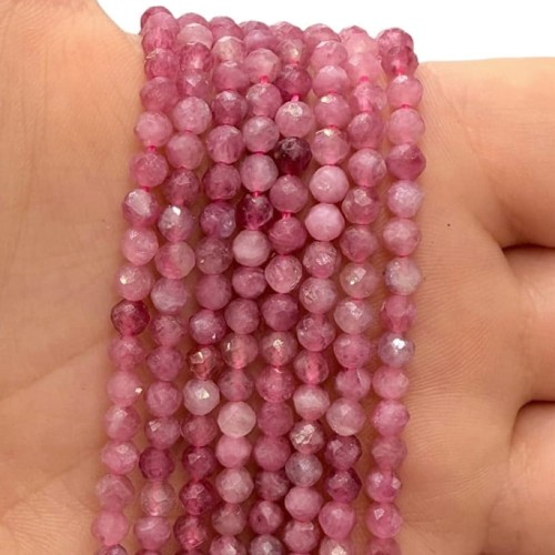 Turmalin Różowy / kulka fasetowana / ok. 4mm