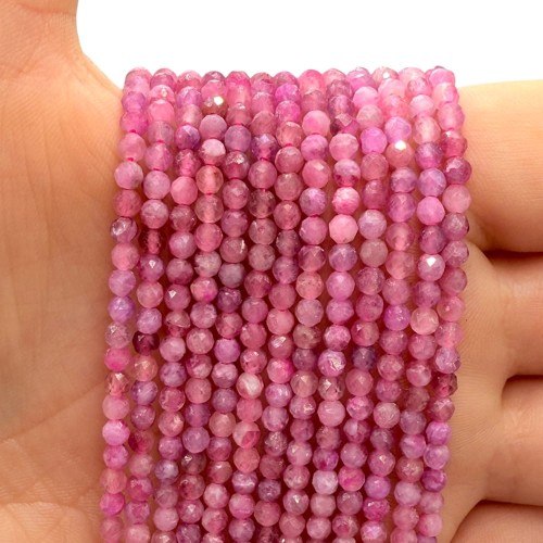 Turmalin Różowy / kulka fasetowana / ok. 3mm