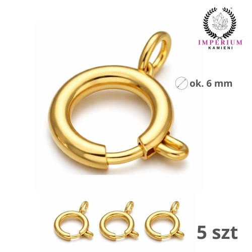 Zapięcie Federing 6mm / stal PVD / kolor złoty / 5 szt.