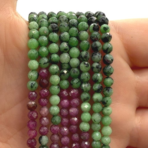 Zoisyt z Rubinem / kulka fasetowana / ok. 4mm