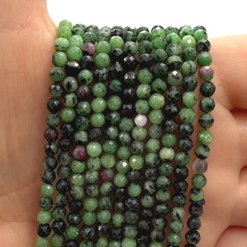 Zoisyt z Rubinem (Anyolit) / kulka fasetowana / ok. 4mm