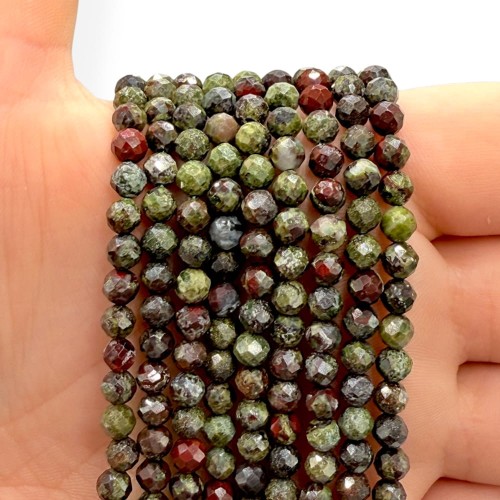 Jaspis Smocza Krew / kulka fasetowana / ok. 4mm