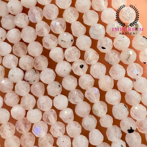 Kamień Księżycowy z Turmalinem / kulka fasetowana / ok. 3mm